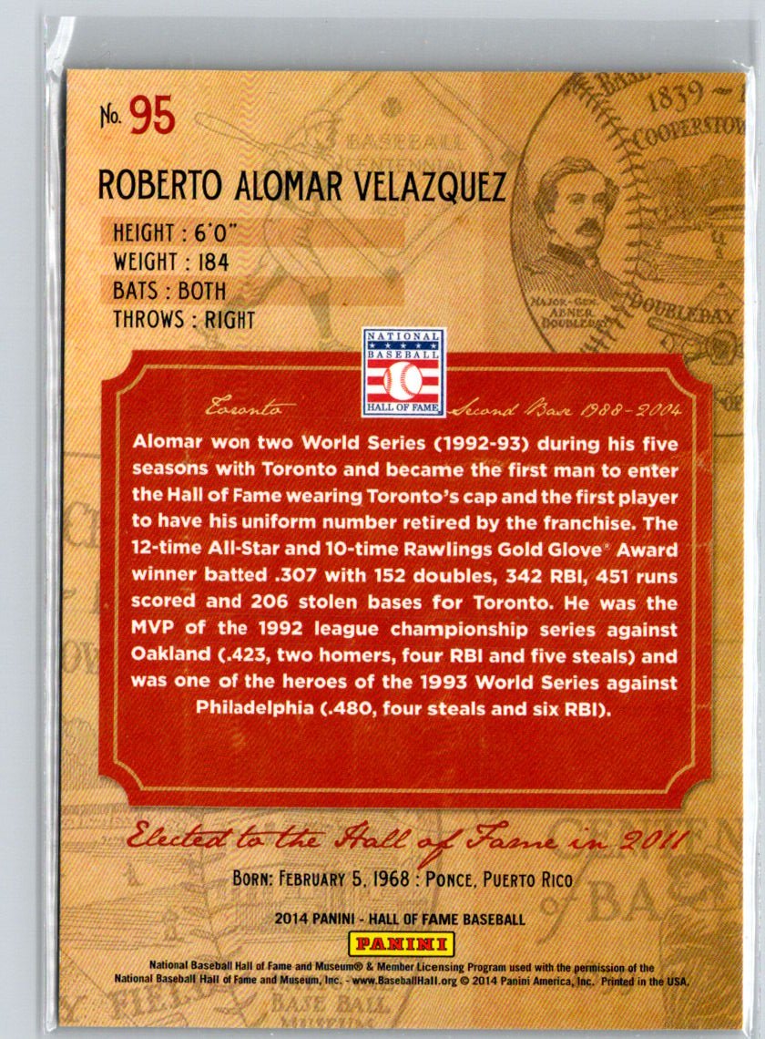 2014 Panini Hall of Fame 75th Year Green Blue #95 Roberto Alomar #/25 F10