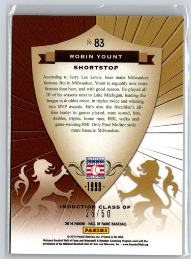 2014 Hall of Fame 75th Anniversary Crusade Purple #83 Robin Yount #/50 F10