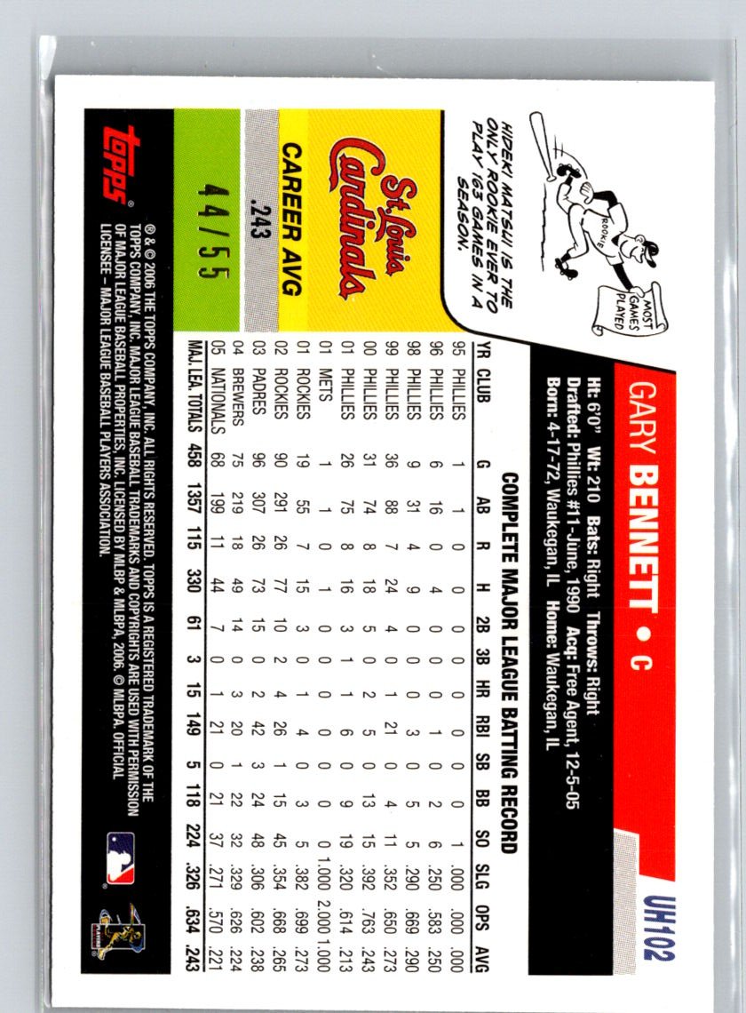 2006 Topps Updates & Highlights #UH102 Gary Bennett Black #/55 F11
