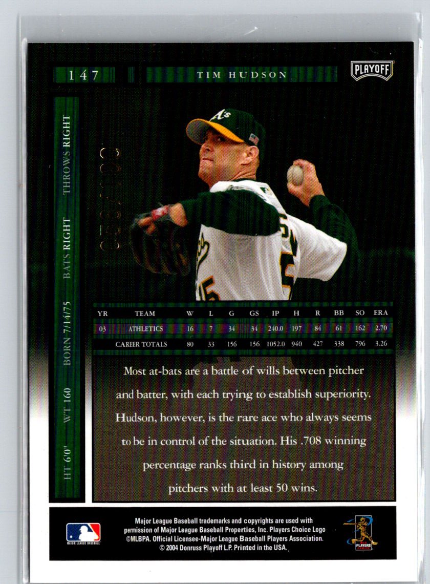 2004 Playoff Honors #147 Tim Hudson Credits Bronze #/100 F11