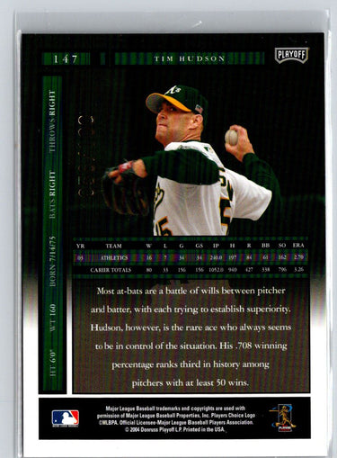 2004 Playoff Honors #147 Tim Hudson Credits Bronze #/100 F11