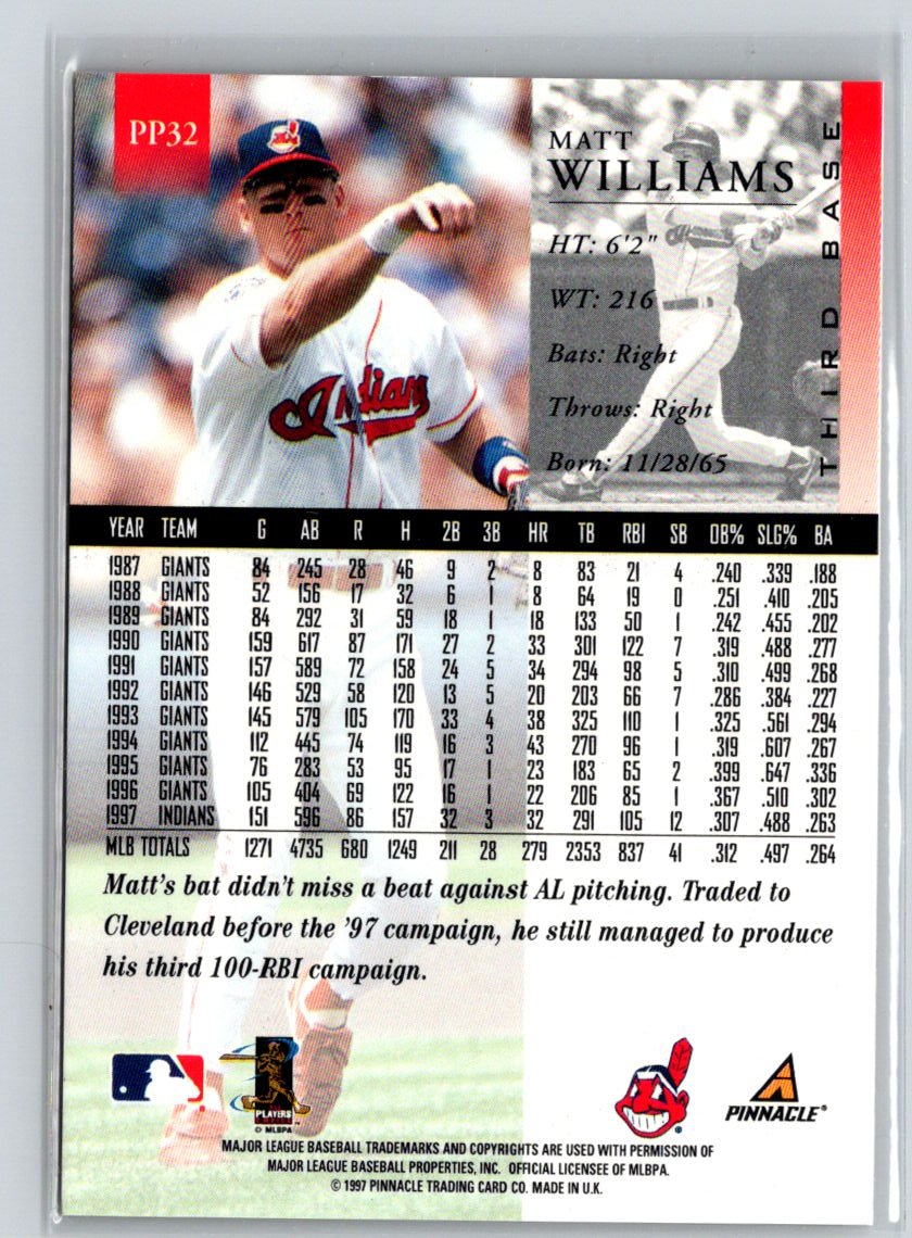 1998 Pinnacle #PP32 Matt Williams Artist's Proofs F11