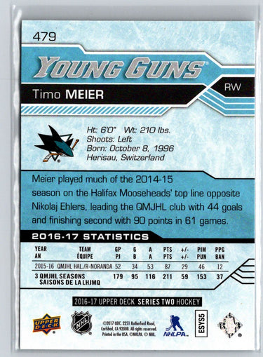 2016-17 Upper Deck #479 Timo Meier F12