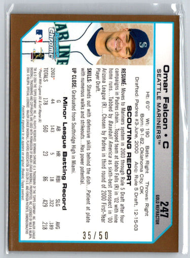 2004 Bowman Chrome #247 Omar Falcon Gold Refractors #/50 F12