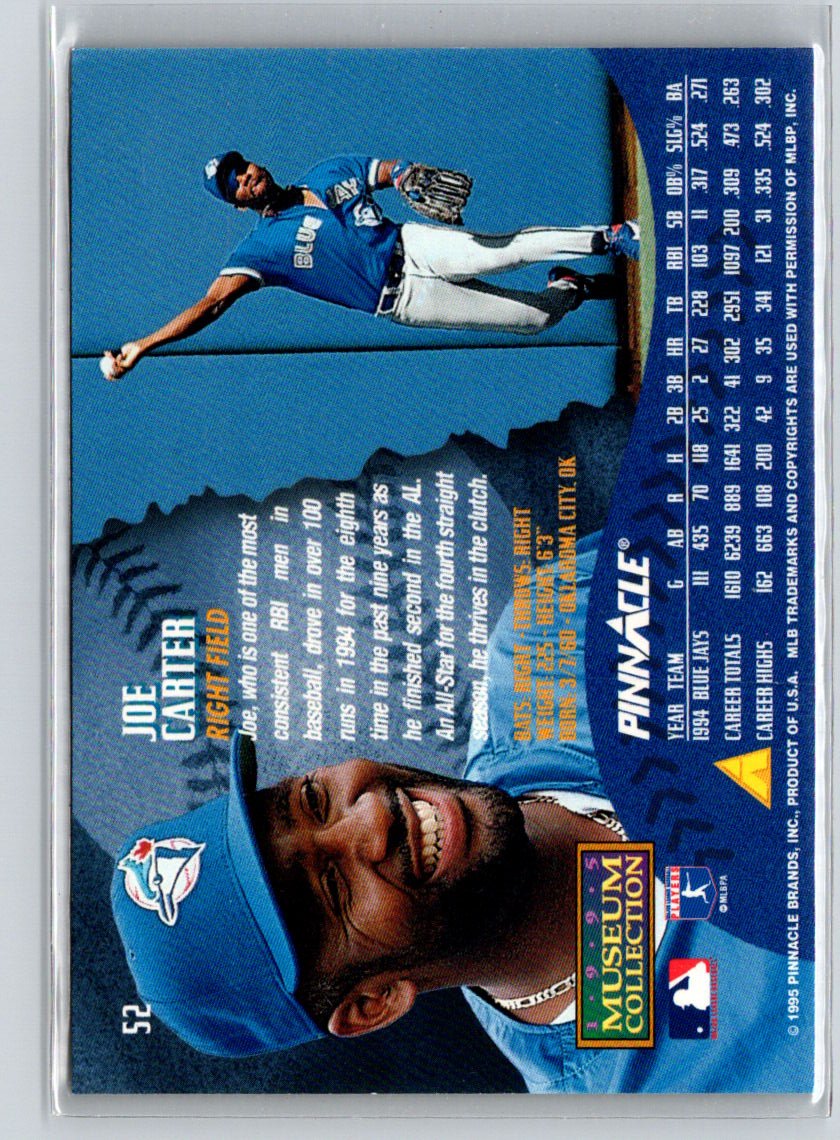 1995 Pinnacle #52 Joe Carter Museum Collection F12