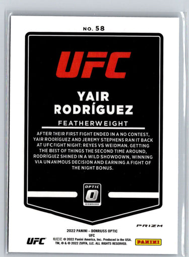 2022 Donruss Optic UFC #58 Yair Rodriguez Blue Velocity F12