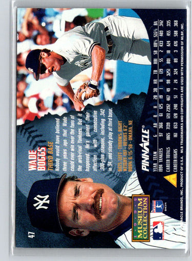 1995 Pinnacle #47 Wade Boggs Museum Collection F12