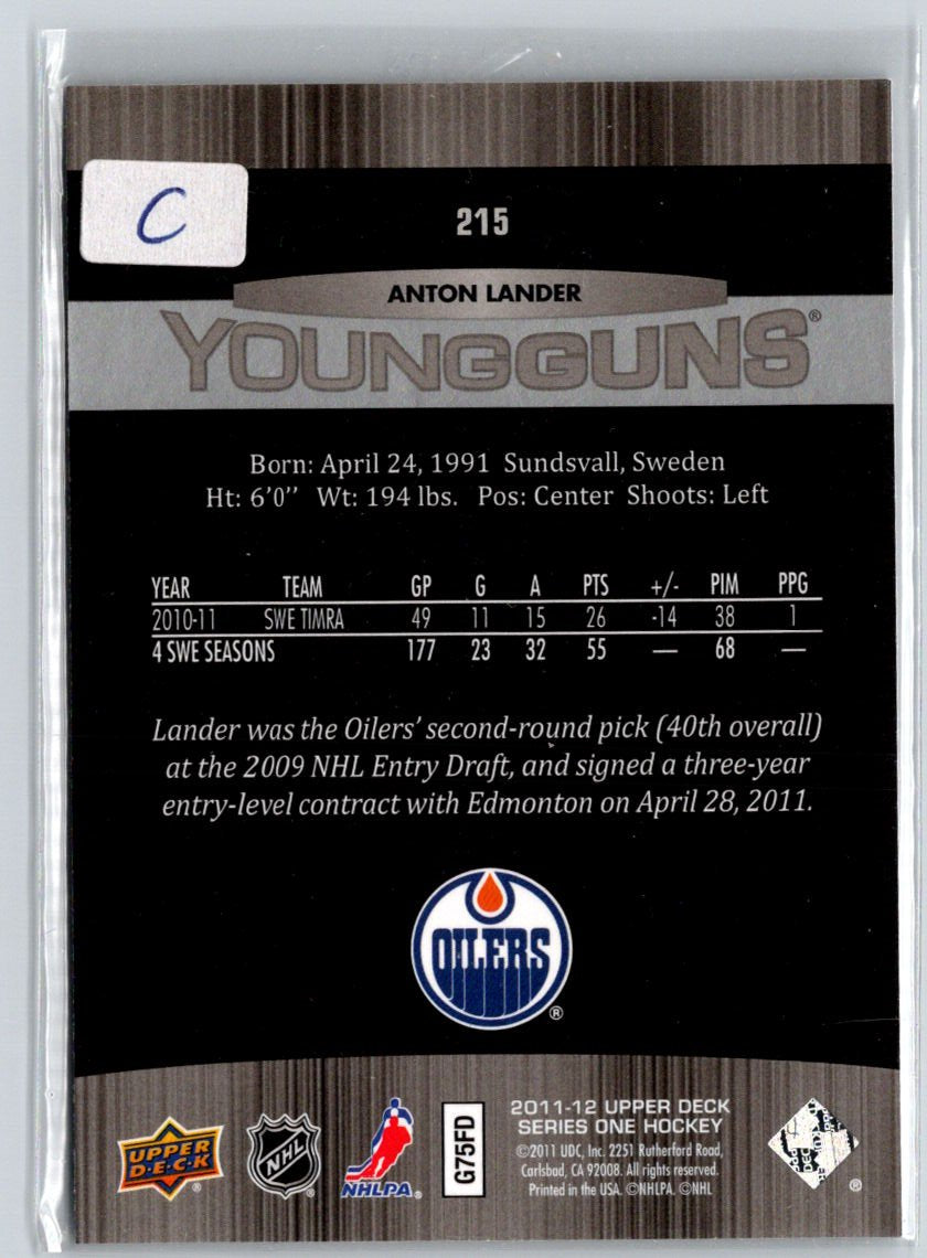 2011-12 Upper Deck #215 Anton Lander F13