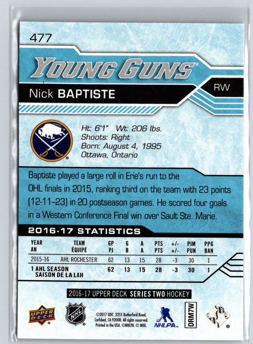 2016-17 Upper Deck #477 Nick Baptiste F13