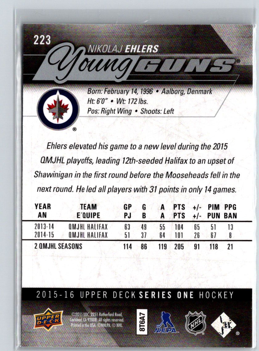 2015-16 Upper Deck Winnipeg Jets SGA #JET-6 Nikolaj Ehlers F13