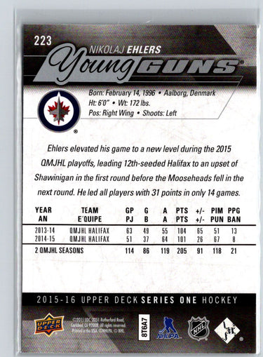 2015-16 Upper Deck Winnipeg Jets SGA #JET-6 Nikolaj Ehlers F13