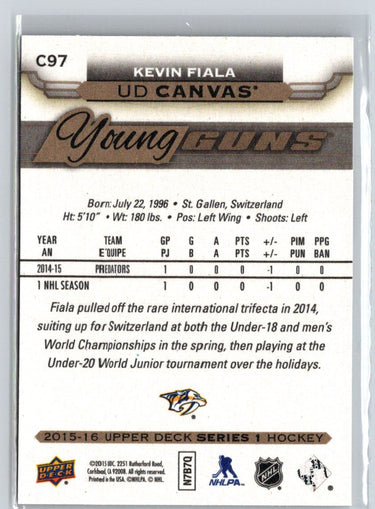 2015-16 Upper Deck #C97 Kevin Fiala UD Canvas F13