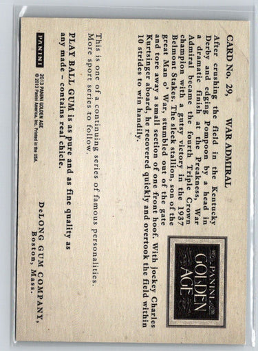 2013 Panini Golden Age #29 War Admiral Delong Gum F14
