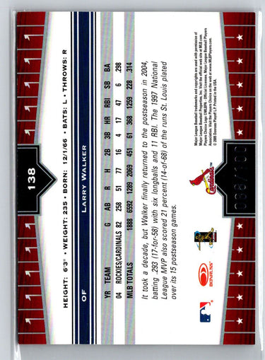 2005 Donruss Champions #138 Larry Walker Impressions Blue #/100 F14