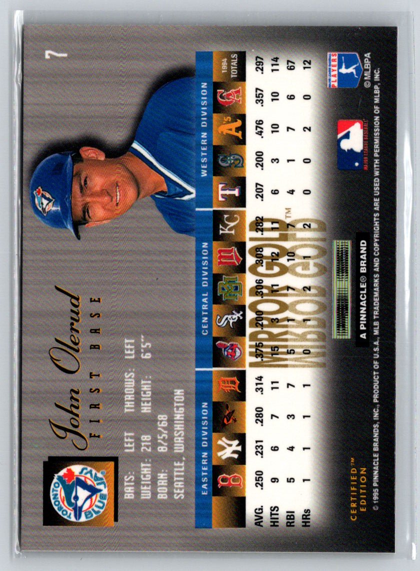 1995 Select Certified #7 John Olerud Mirror Gold F14