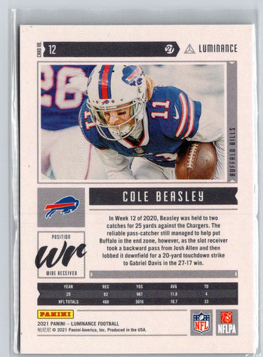 2021 Panini Luminance #12 Cole Beasley Orange #/50 F14
