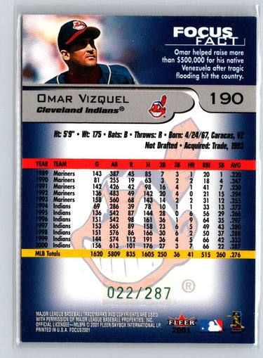 2001 Fleer Focus #190 Omar Vizquel Green #/287 F15