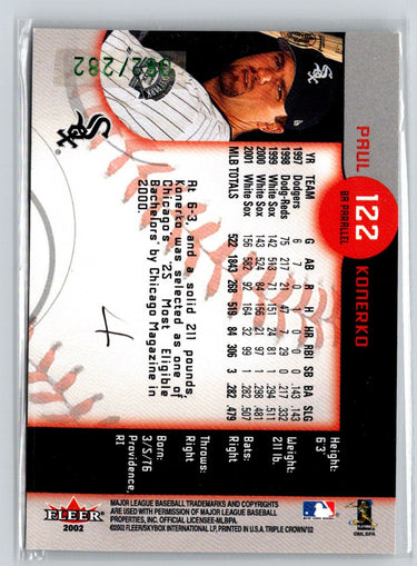 2002 Fleer Triple Crown #122 Paul Konerko Batting Average Parallel #/282 F15
