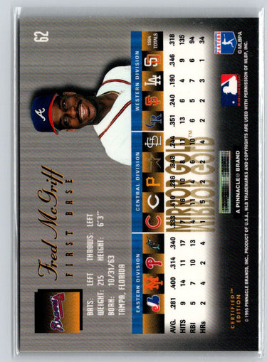 1995 Select Certified #62 Fred McGriff Mirror Gold F15