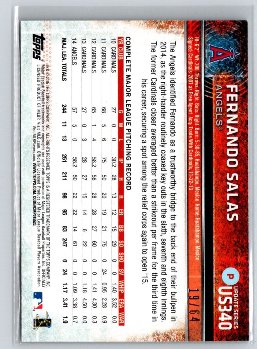 2015 Topps Update #US340 Fernando Salas Black #/64 F16