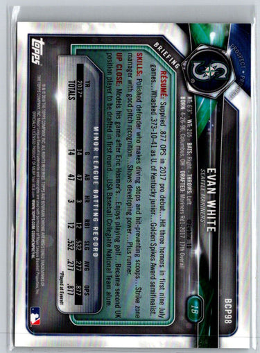 2018 Bowman #BCP98 Evan White Chrome Prospects Gold Shimmer Refractor #/50 F16