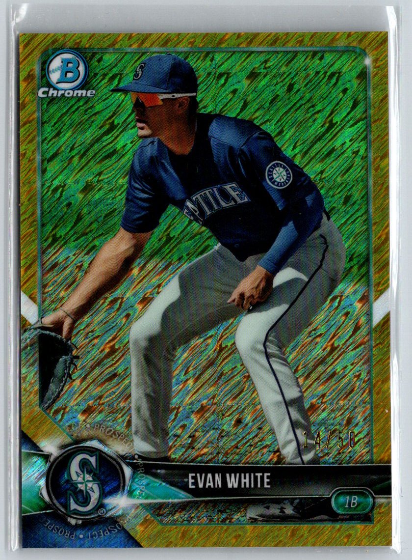 2018 Bowman #BCP98 Evan White Chrome Prospects Gold Shimmer Refractor #/50 F16