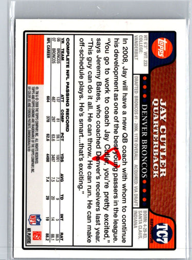 2008 Topps Chrome #TC7 Jay Cutler Blue Refractors F16