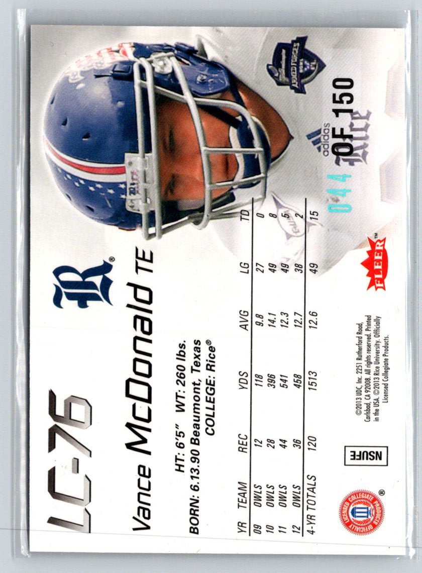2013 Fleer Retro #LC-76 Vance McDonald Flair Showcase Legacy #/150 F16