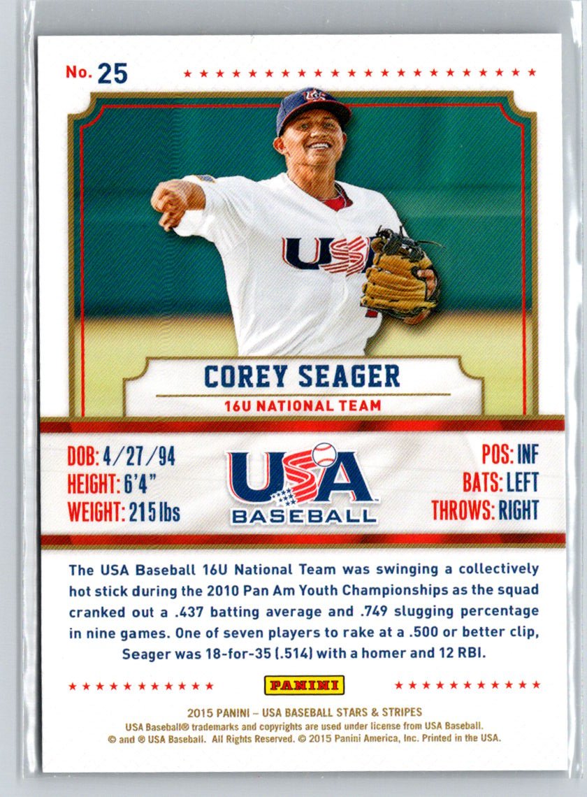 2015 Panini USA Stars & Stripes #25 Corey Seager Longevity Sapphire #/49 F16