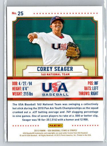 2015 Panini USA Stars & Stripes #25 Corey Seager Longevity Sapphire #/49 F16