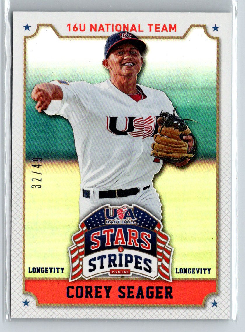 2015 Panini USA Stars & Stripes #25 Corey Seager Longevity Sapphire #/49 F16