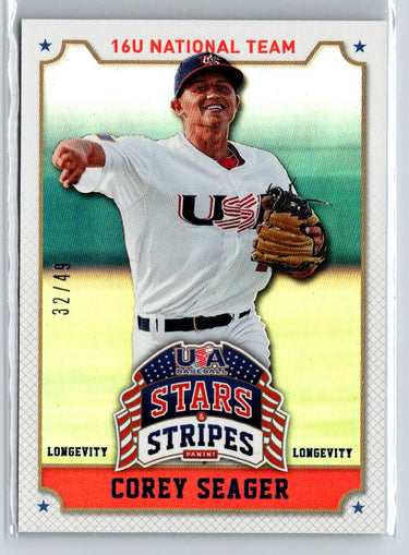 2015 Panini USA Stars & Stripes #25 Corey Seager Longevity Sapphire #/49 F16