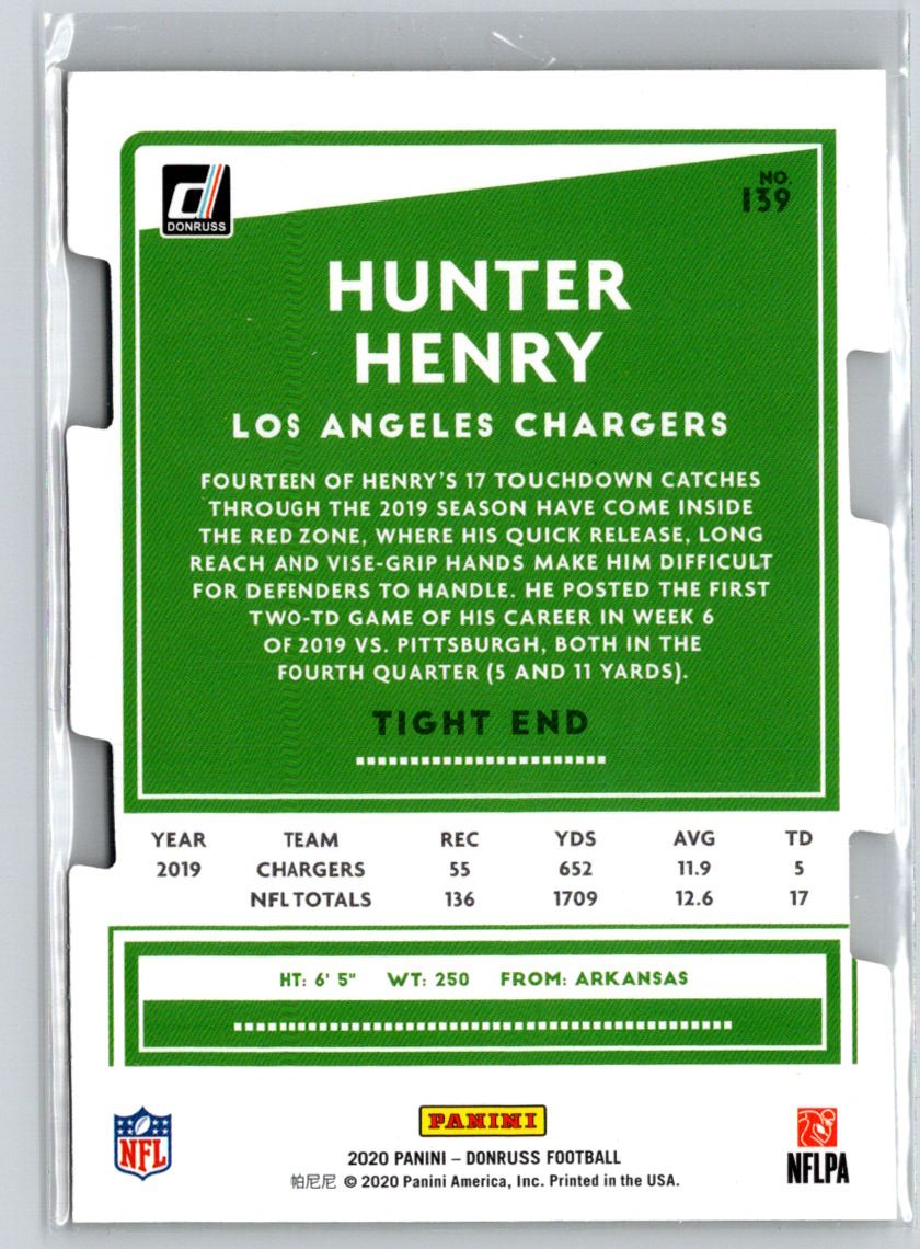 2020 Donruss #139 Hunter Henry Press Proof Die Cut Gold #/25 F16