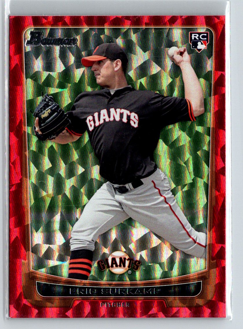 2012 Bowman #200 Eric Surkamp Silver Ice Red #/25 F17