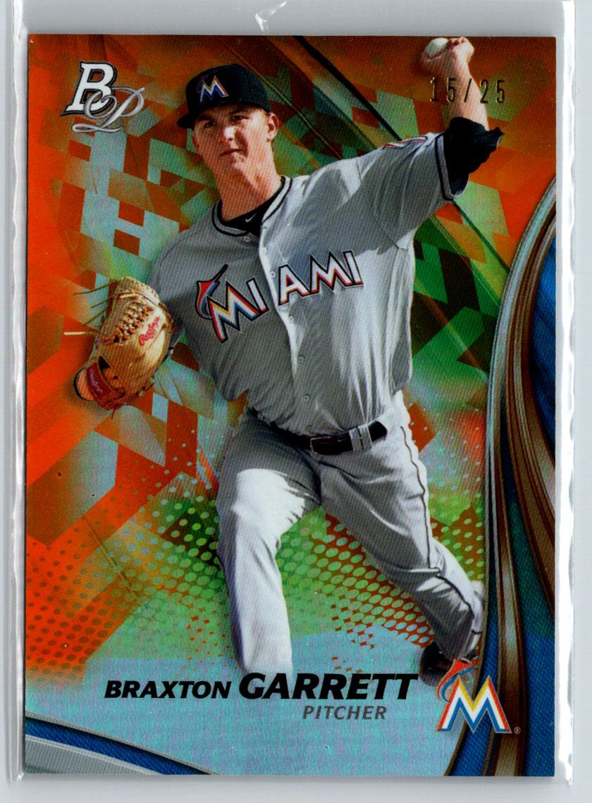 2017 Bowman Platinum #TP-BX Braxton Garrett Top Prospects Orange #/25 F17