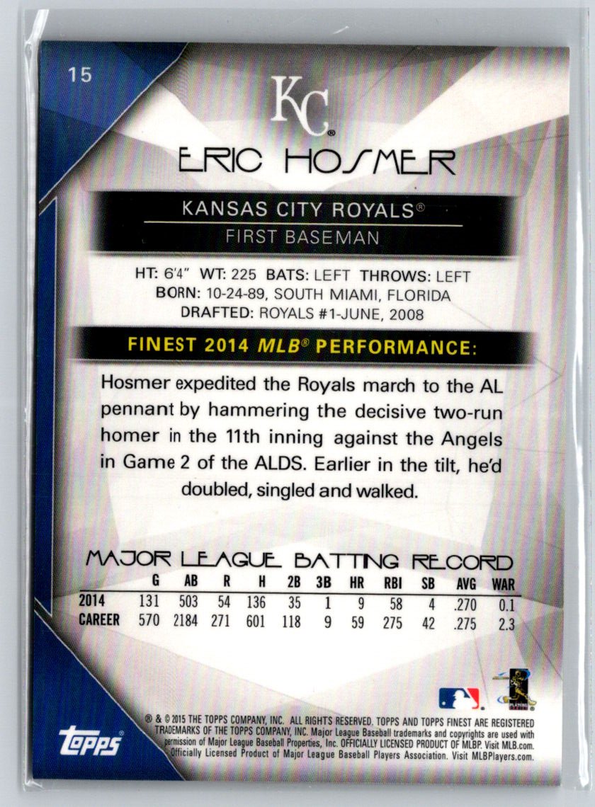 2015 Finest #15 Eric Hosmer Orange Refractor #/25 F17