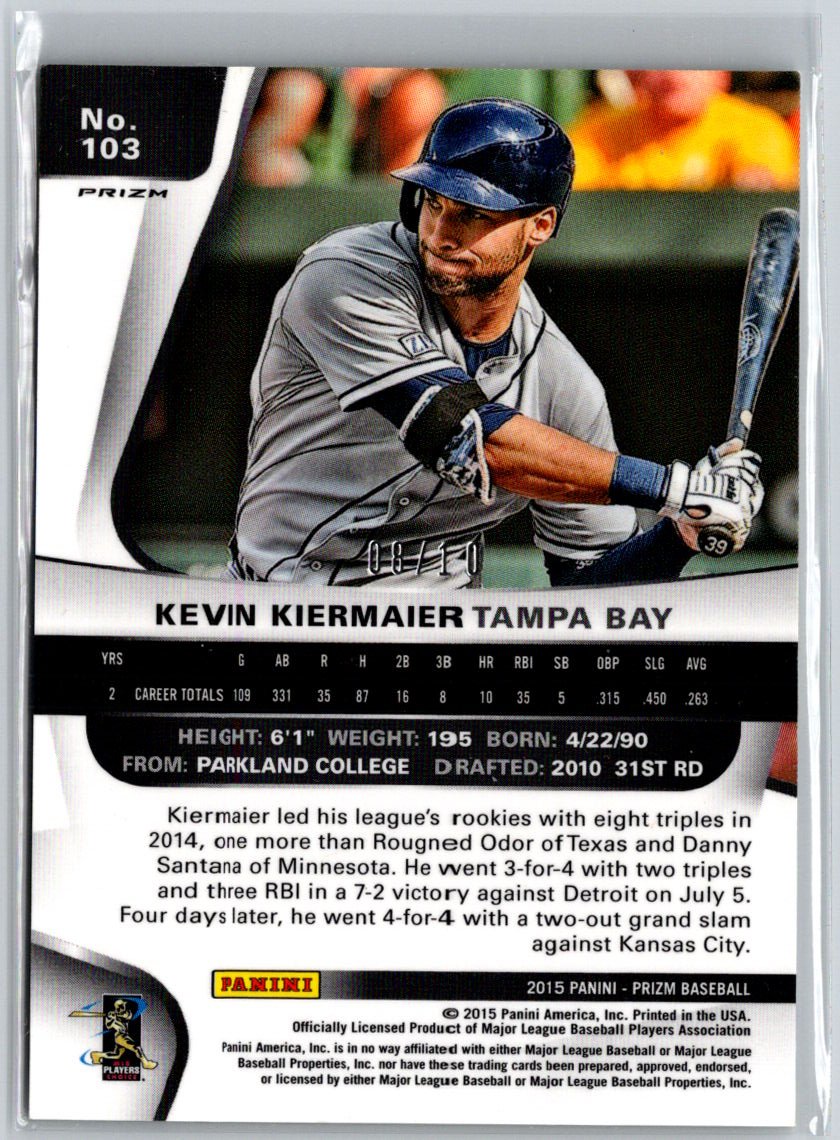 2015 Panini Prizm #103 Kevin Kiermaier Gold Prizms #/10 F17