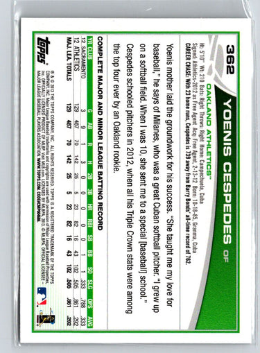 2013 Topps #362b Yoenis Cespedes : Sunglasses F18