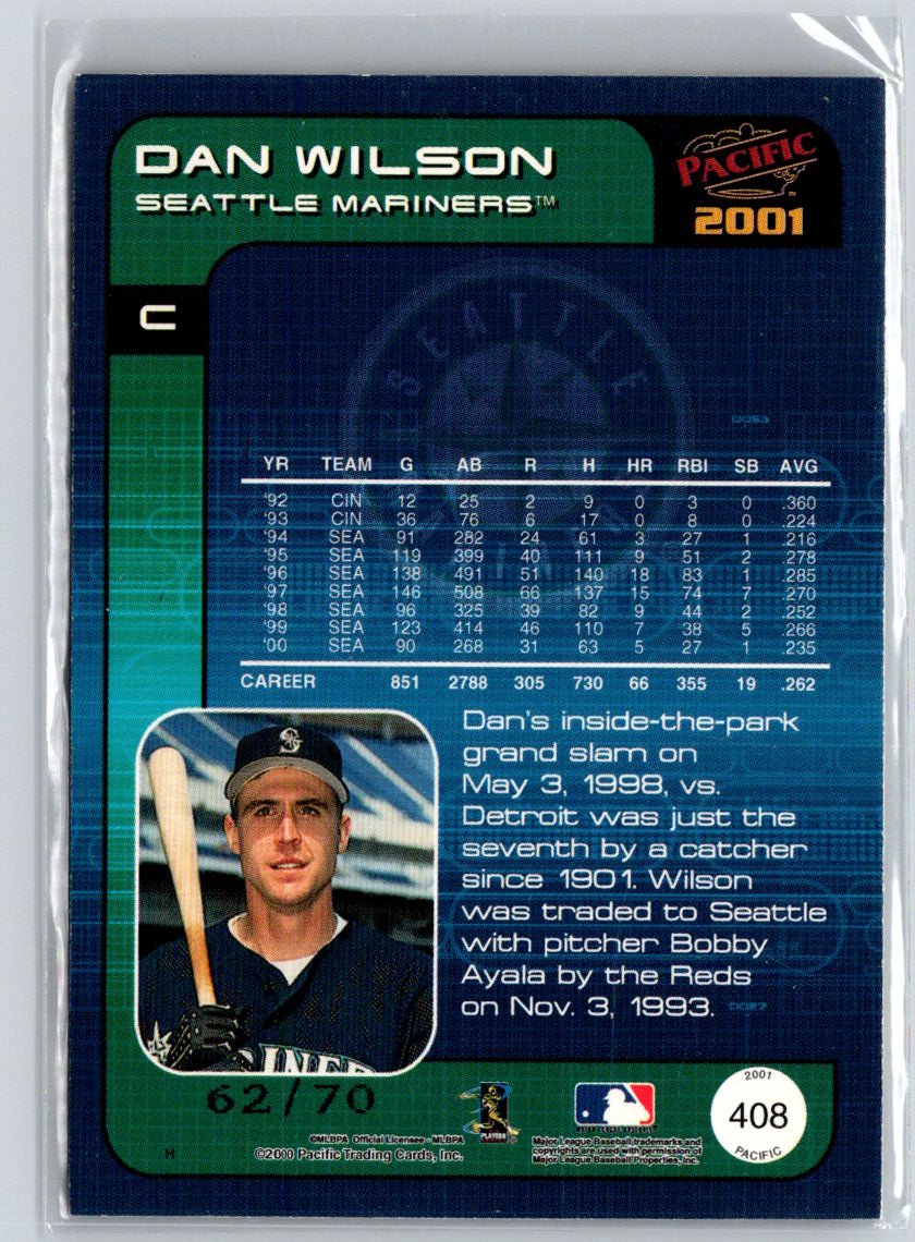 2001 Pacific #408 Dan Wilson Hobby LTD #/70 F18