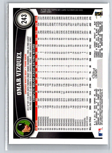 2011 Topps #243 Omar Vizquel Black Border F18