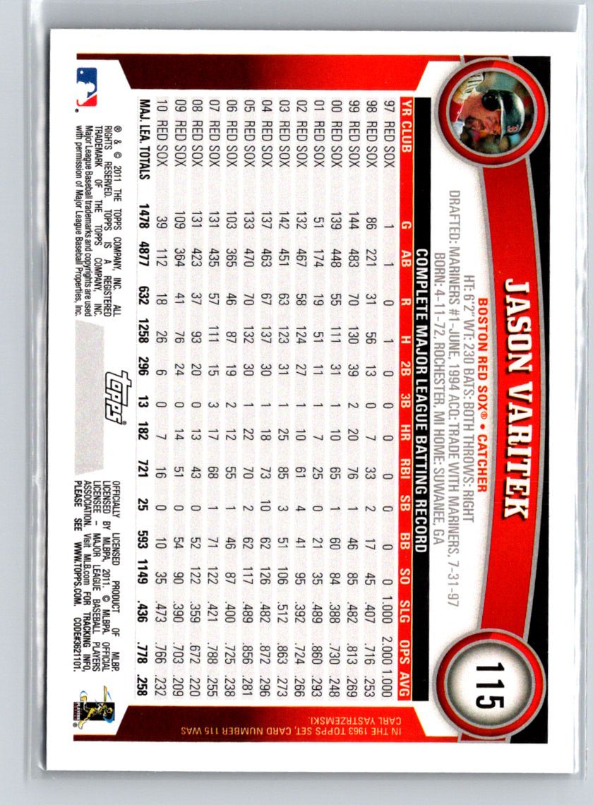 2011 Topps #115 Jason Varitek Black Border F18