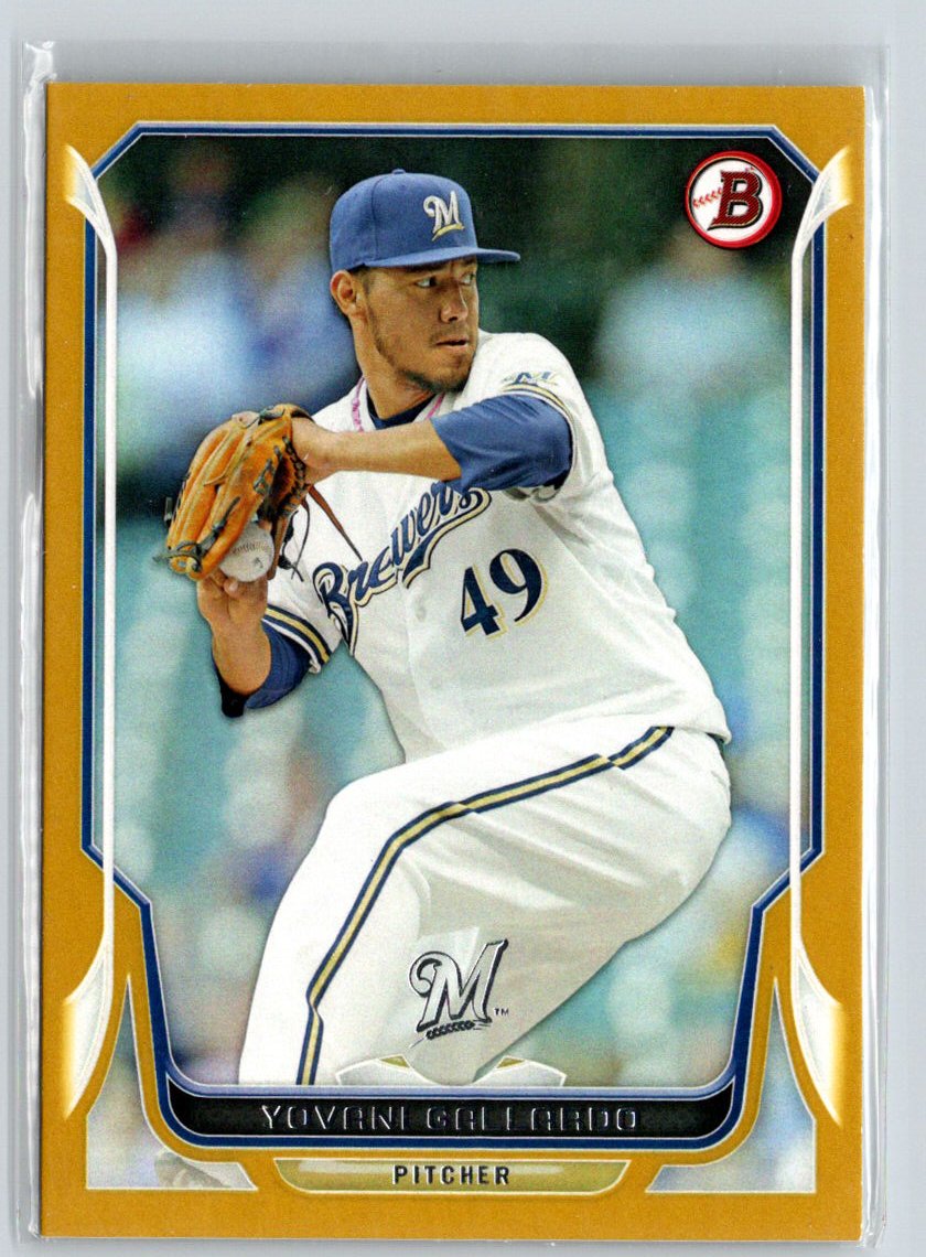 2014 Bowman #64 Yovani Gallardo Gold #/50 F18