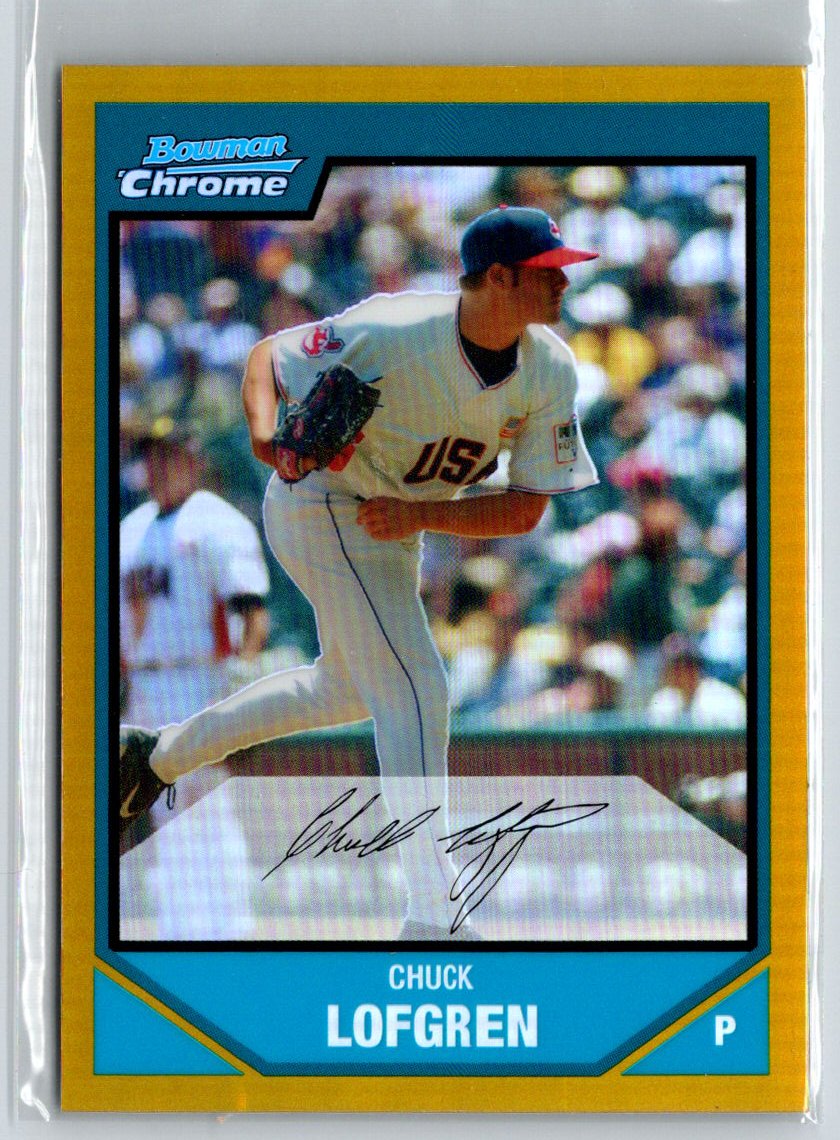 2007 Bowman #BC28 Charles Lofgren Chrome Prospects Gold Refractors #/50 F18