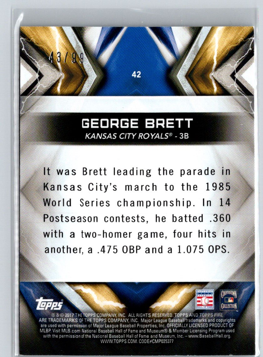 2017 Topps Fire #42 George Brett Purple #/99 F18