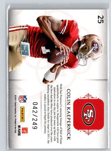 2011 Panini Plates & Patches #25 Colin Kaepernick Rookie Blitz #/249 F18