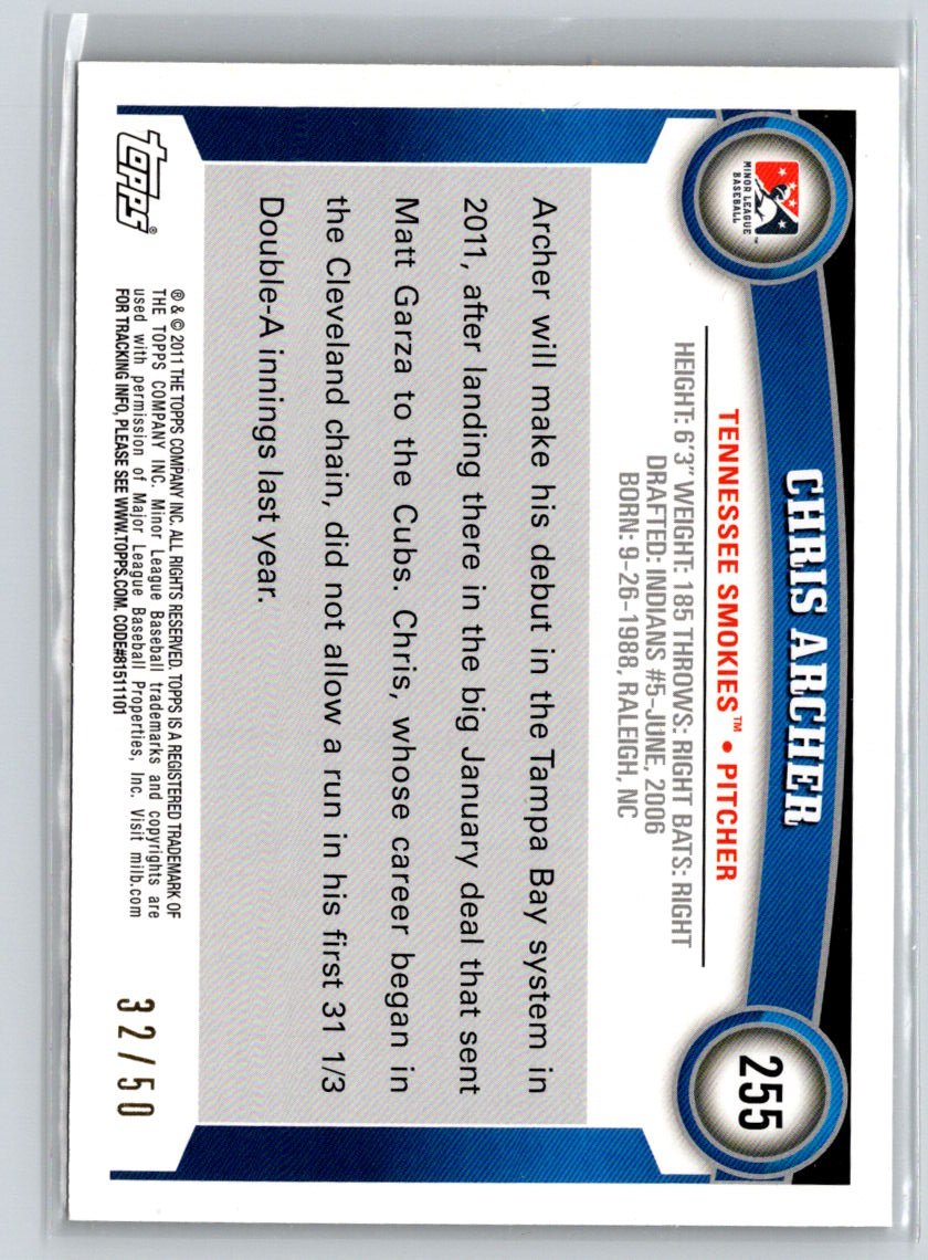 2011 Topps Pro Debut #255 Chris Archer Gold #/50 F19