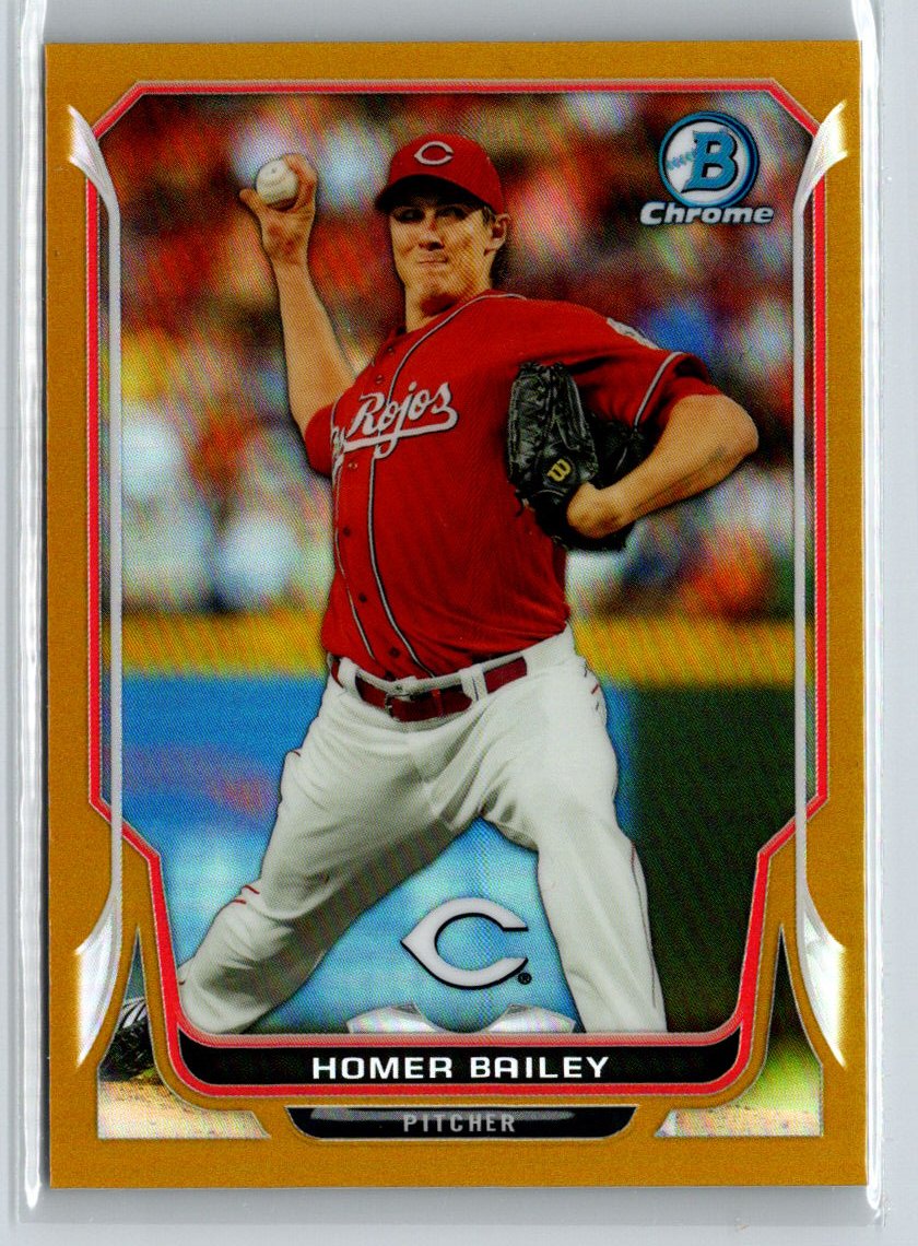 2014 Bowman Chrome #182 Homer Bailey Gold Refractor #/50 F19