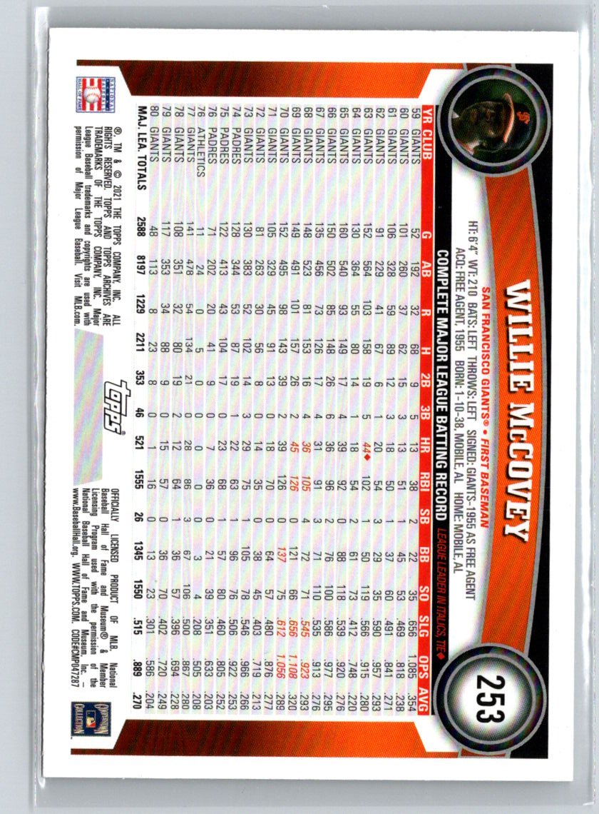 2021 Topps Archives #253 Willie McCovey F19