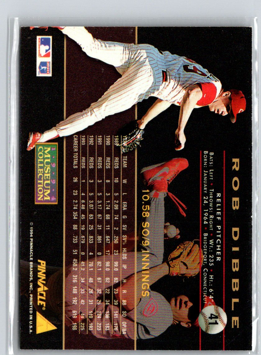 1994 Pinnacle #41 Rob Dibble Museum Collection F19