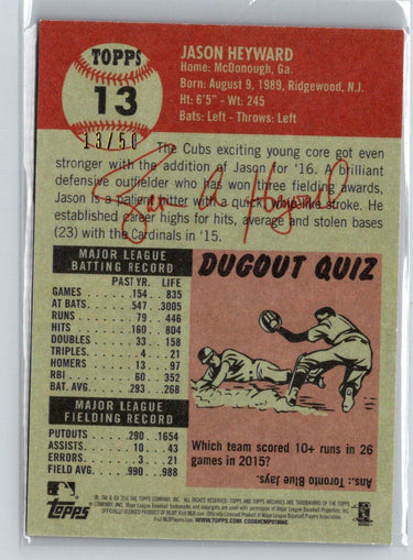 2016 Topps Archives #13 Jason Heyward Red Border #/50 F20